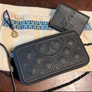 Tory Burch Fleming Matte Mini Crossbody w/ Mcgraw flap card case